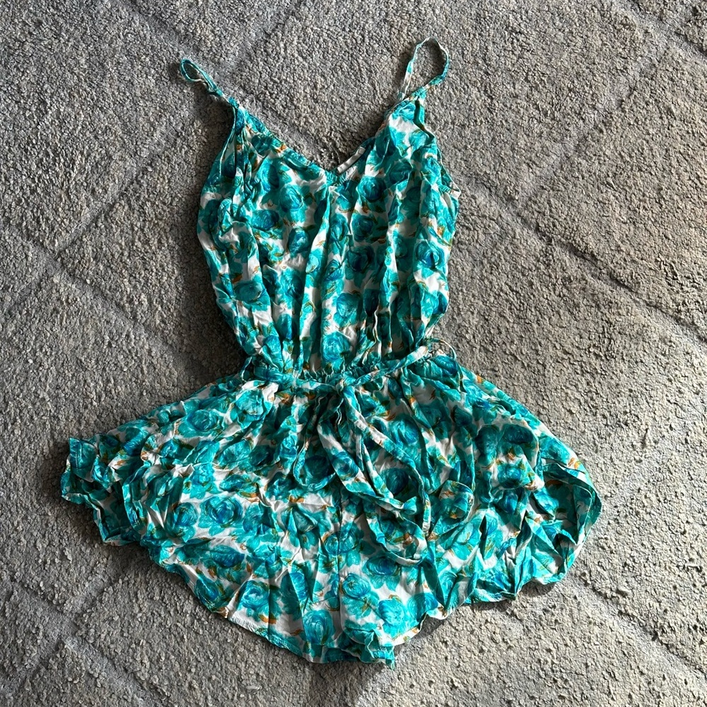 Blue floral romper